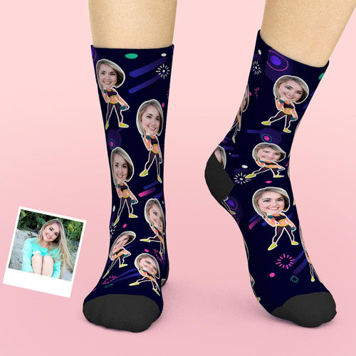 Custom Face Socks Add Pictures And Name Funny Spotter Gift - Fitness Girl