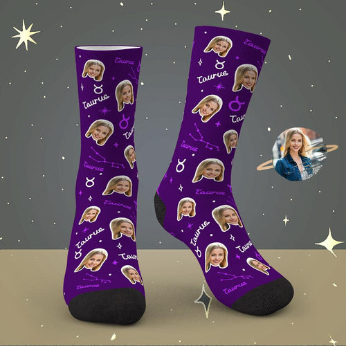 Custom Taurus Lucky Socks Personalized Face Exclusive Constellation Lucky Socks - MyFaceSocksAu