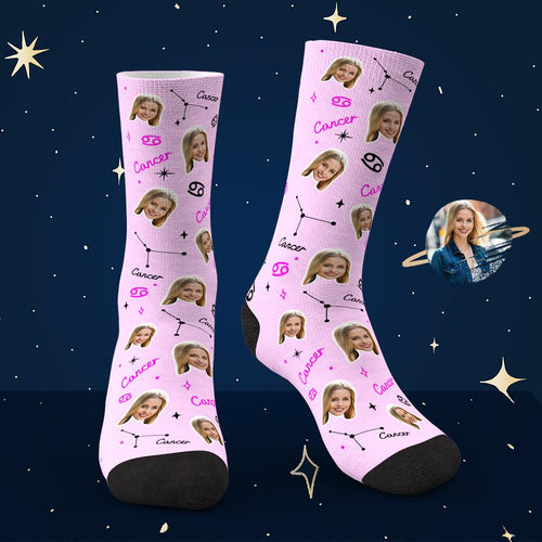 Custom Cancer Lucky Socks Personalized Face Exclusive Constellation Lucky Socks - MyFaceSocksAu