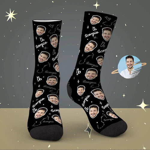 Custom Scorpio Lucky Socks Personalized Face Exclusive Constellation Lucky Socks - MyFaceSocksAu