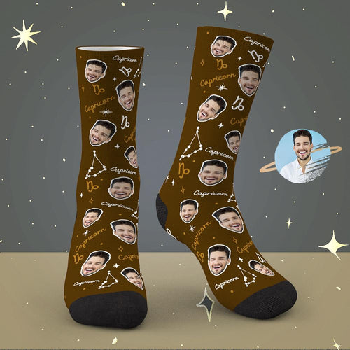 Custom Capricorn Lucky Socks Personalized Face Exclusive Constellation Lucky Socks - MyFaceSocksAu