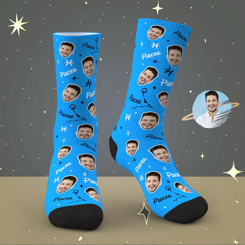 Custom Pisces Lucky Socks Personalized Face Exclusive Constellation Lucky Socks - MyFaceSocksAu