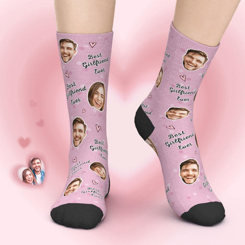 Custom Face Socks Add Pictures - Best Girlfriend Ever