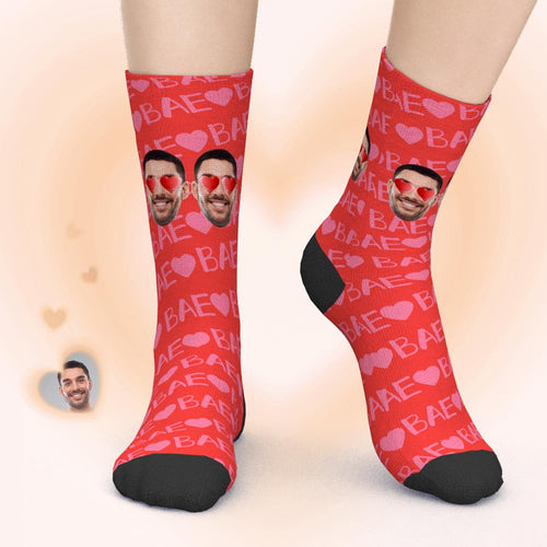 Custom Valentine's Day Face Socks Add Pictures - Bae