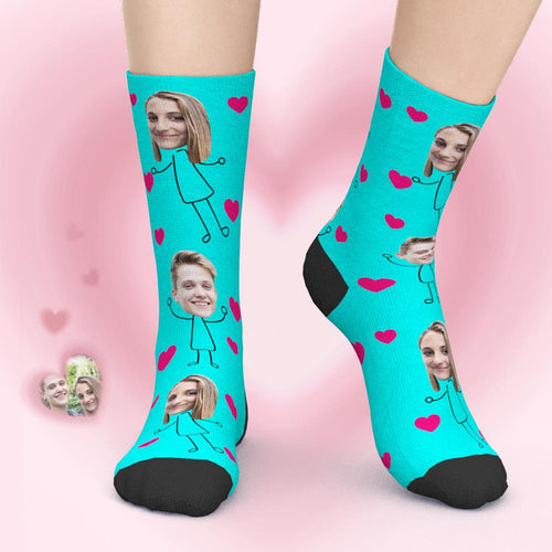 Custom Valentine's Day Face Socks Add Pictures - Romantic Couple