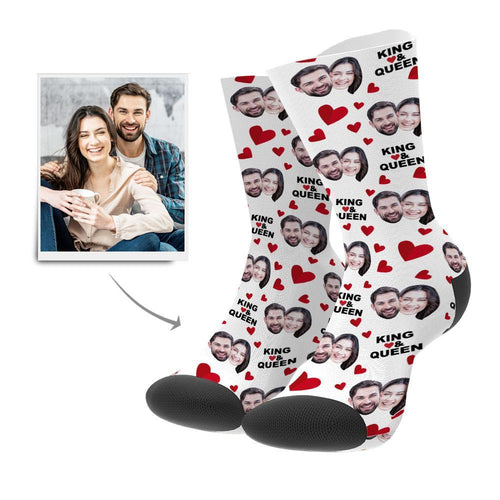 Custom Love Heart Face Socks With Your Text