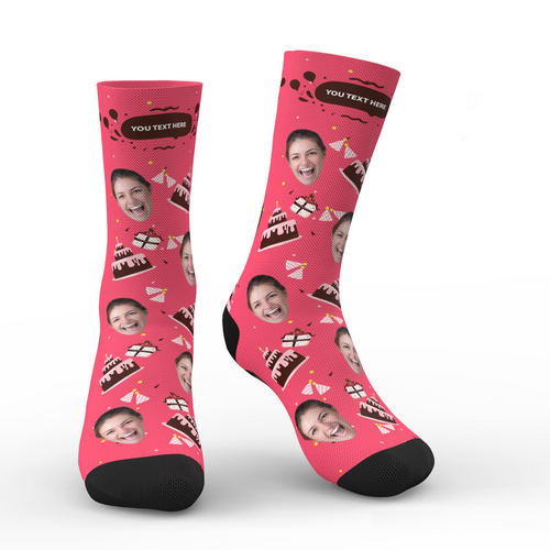 Custom Face Socks Birthday Gift With Your Text