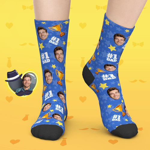 Gifts for Dad, Custom Face Socks Add Pictures And Name - #1 DAD