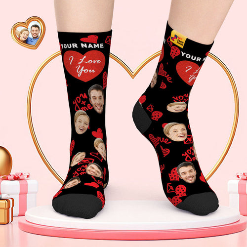 Custom Face Socks Valentine's Day Gifts Add Pictures and Name I Love You Face Socks - MyFaceSocksAu