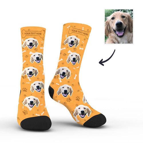 Custom Rainbow Socks Dog With Your Text - Orange - MyFaceSocksAU