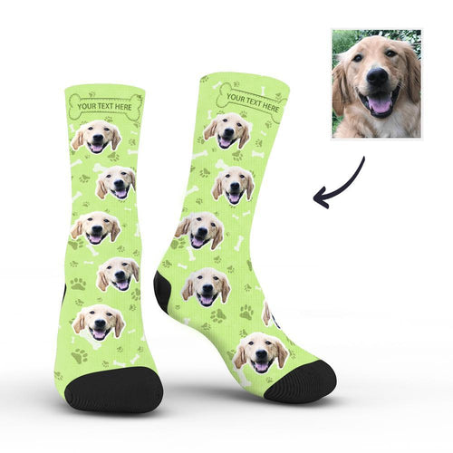 Custom Rainbow Socks Dog With Your Text - Green - MyFaceSocksAU