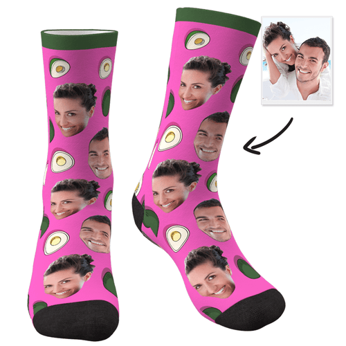 Custom Face Socks Couple Avocado Theme