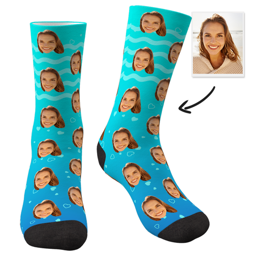Custom Face Socks-I lLove Mom