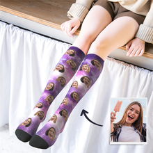 Custom Photo Knee High Socks Galaxy - MyFaceSocksAU