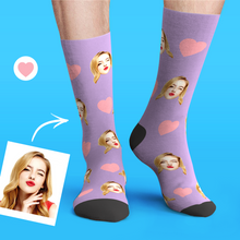 3D Preview Custom Personalized Emoticons Face Socks - Love Heart