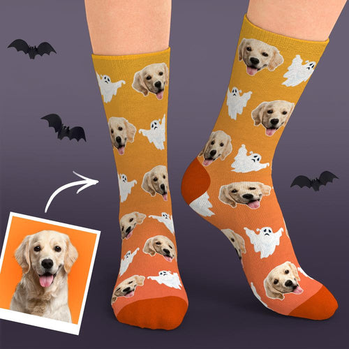 Custom Face Dog Ghost Halloween Socks