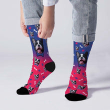 Custom Face Dog Gradient Color Socks Pet Face On Socks