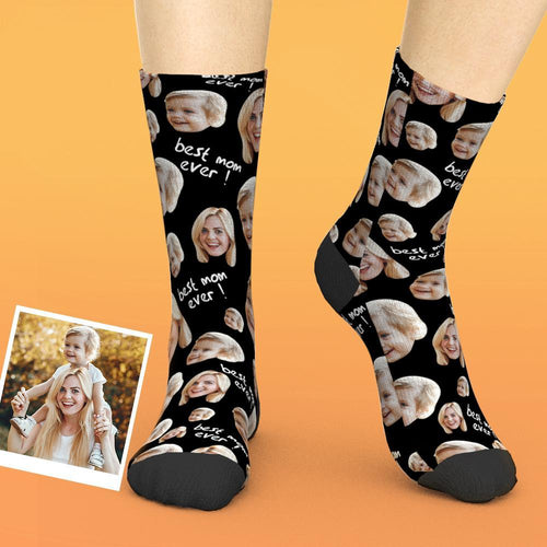Mother's Day Gift -Custom Face Socks Add Photo And Name Personalized Photo Socks - Best Mom Ever