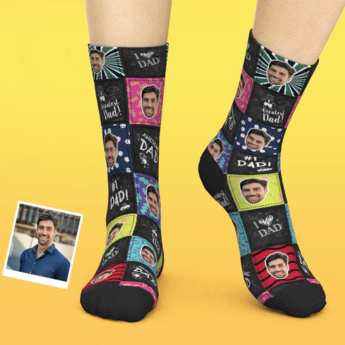 Custom Face Socks Add Photo And Name Personalized Photo Socks - Greatest Dad