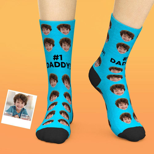 Christmas Gifts,Custom Face Socks For Dad #1 Daddy