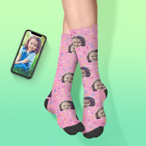 Custom Kids Face Sock Personalized Funny Donuts Sock - Hot Sale