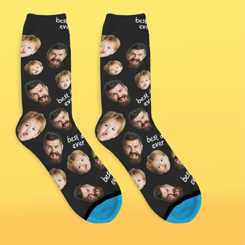 Custom 3D Digital Printed Face Socks Add Pictures and Name - Best Dad Ever