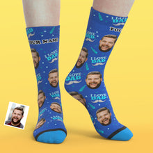 Custom 3D Digital Printed Face Socks Add Pictures and Name - I Love Dad