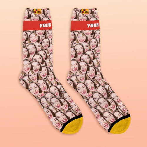 Custom 3D Preview Socks My Face Socks Add Pictures and Name - Face Mash - MyFaceSocksAu