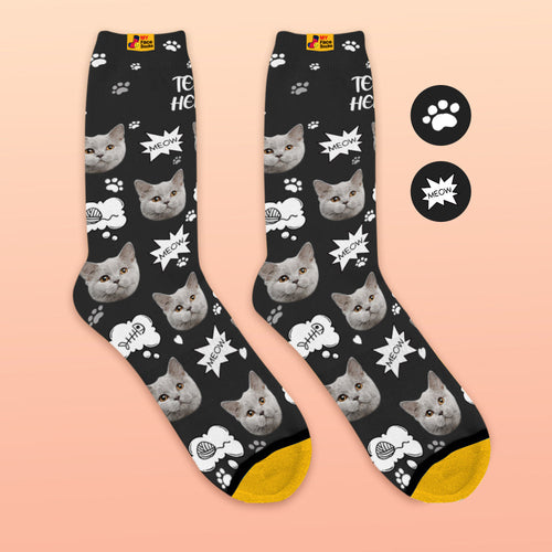Custom 3D Preview Socks My Face Socks Add Pictures and Name - Meow - MyFaceSocksAu