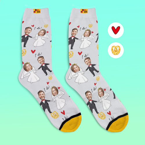 Custom 3D Digital Printed Socks My Face Socks Add Pictures and Name - Face Mash