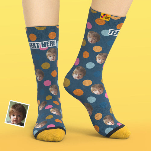 Custom 3D Digital Printed Socks Add Pictures and Name Your Face On Dots - MyFaceSocksAu