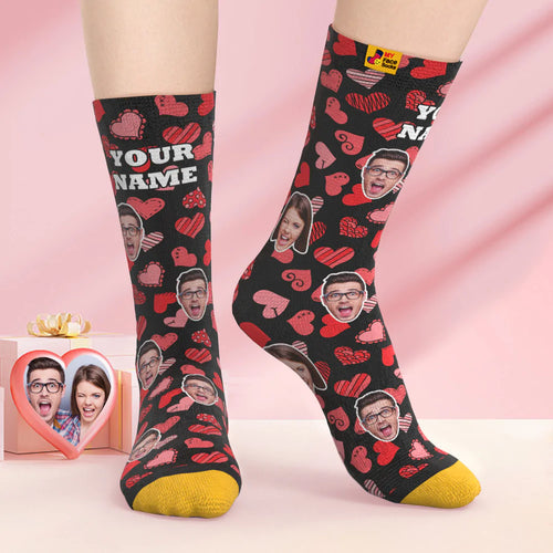 Custom 3D Digital Printed Socks Valentine's Day Gift Various Hearts Face Socks For Lover - MyFaceSocksAu