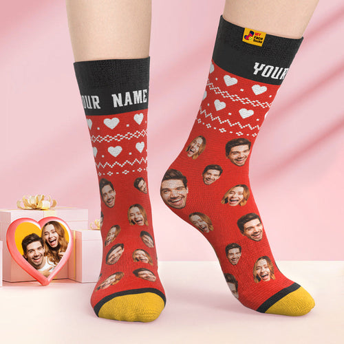 Custom 3D Digital Printed Socks Valentine's Day Gifts Heart Fair Face Socks - MyFaceSocksAu