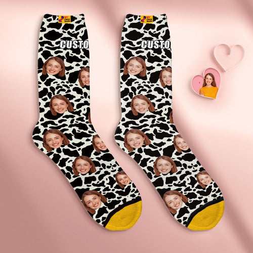 Custom Face Socks Personalised Surprise Gifts 3D Digital Printed Socks For Lover-Giraffe Print - MyFaceSocksAu