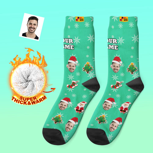 Custom Thick Socks Photo 3D Digital Printed Socks Autumn Winter Warm Socks Santa Claus Sock Christmas - MyFaceSocksAu