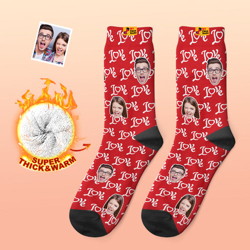 Custom Thick Photo Socks Valentine's Day Gifts Warm Socks Show Your Love Face Socks - MyFaceSocksAu