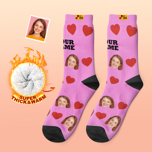Custom Thick Socks Photo 3D Digital Printed Socks Autumn Winter Warm Socks Love Heart