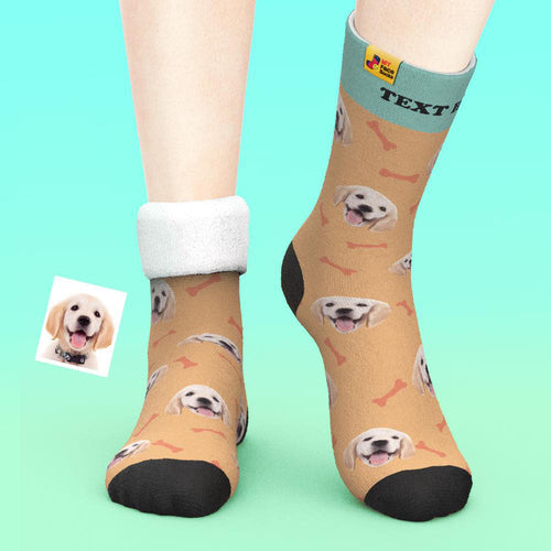 Custom Thick Socks Photo 3D Digital Printed Socks Autumn Winter Warm Pet Face Socks Bone - MyFaceSocksAu