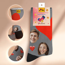 Valentine's Day Gifts,3D Preview Custom Face Heart Socks with Your Text
