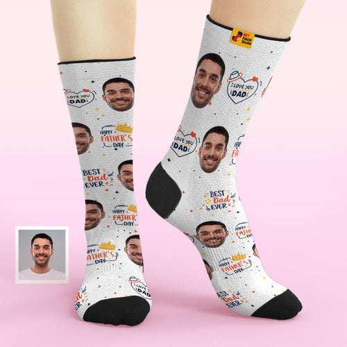 Custom Face Socks Add Pictures and Name Great Dad Sublimated Father's Day Gifts Breathable Soft Socks - MyFaceSocksAu
