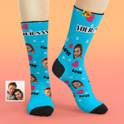 Custom Face Socks Personalised Photo Socks Gift For Family - Love