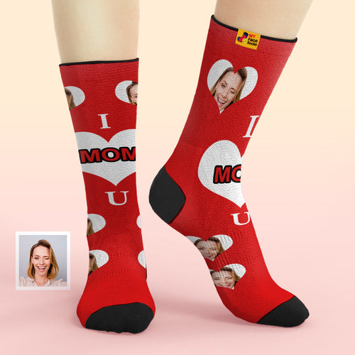 Custom Face Socks Add Pictures I Love MOM