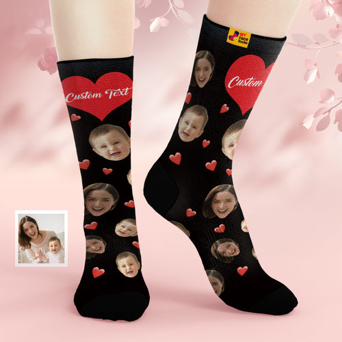 Custom Face Socks Breathable Photo Socks Colorful Heart Socks