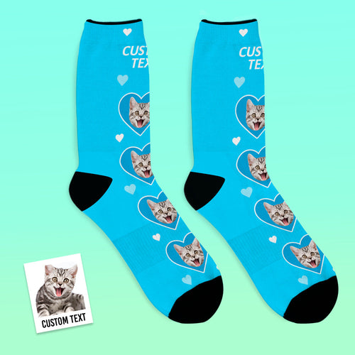 Custom Face Socks Breathable Photo Socks Love Cat Socks - MyFaceSocksAu