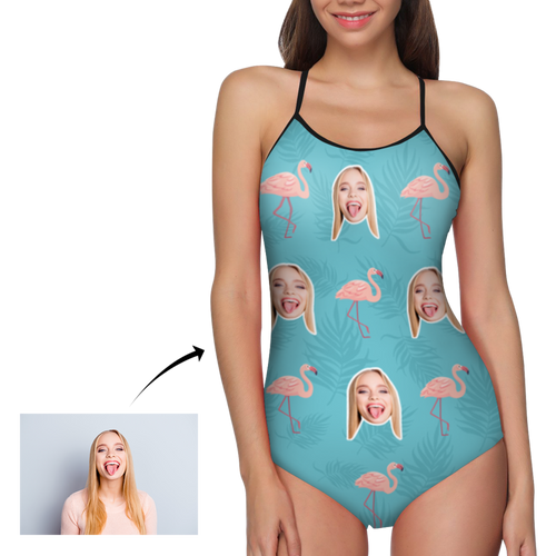 Custom face Photo and Flamingo Women's One Piece Swimsuit - MyFaceSocksAu