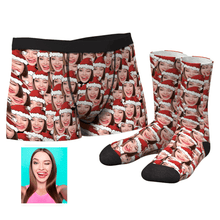 Custom Christmas Hat Face Mash Boxer Shorts And Socks Set