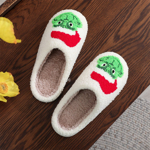 Christmas Slippers Christmas Grinch Shoes Home Cotton Slippers - MyFaceSocksAu
