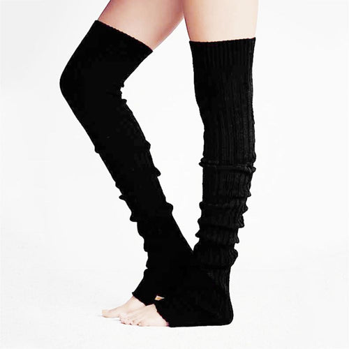 Women Winter Leg Warmers Over The Knee Step On Foot Knitting Pile Socks - MyFaceSocksAu