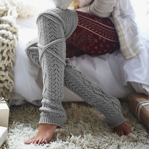 Keep Warm In Winter Diamond Straps Over The Knee Long Tube Pile Socks - MyFaceSocksAu