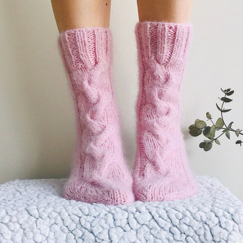 Women Winter Warm Mohair Socks Knitted Calf Socks Home Wool Socks - MyFaceSocksAu